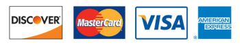 Discover, Master Card, VISA and American Express accepted