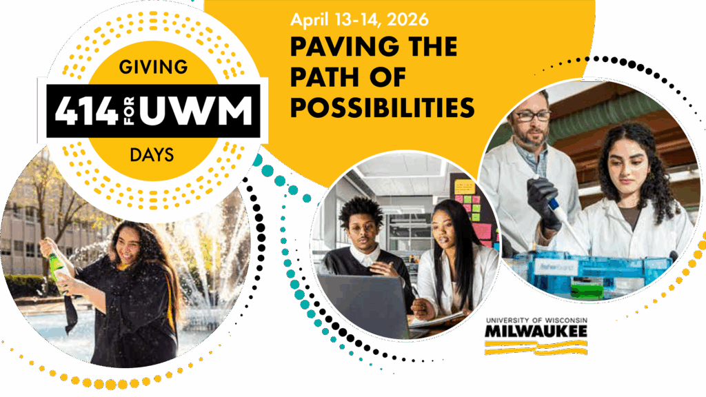 414 for UWM Giving Days April 13-14, 2026 Paving the Path of Possibilities event graphic.