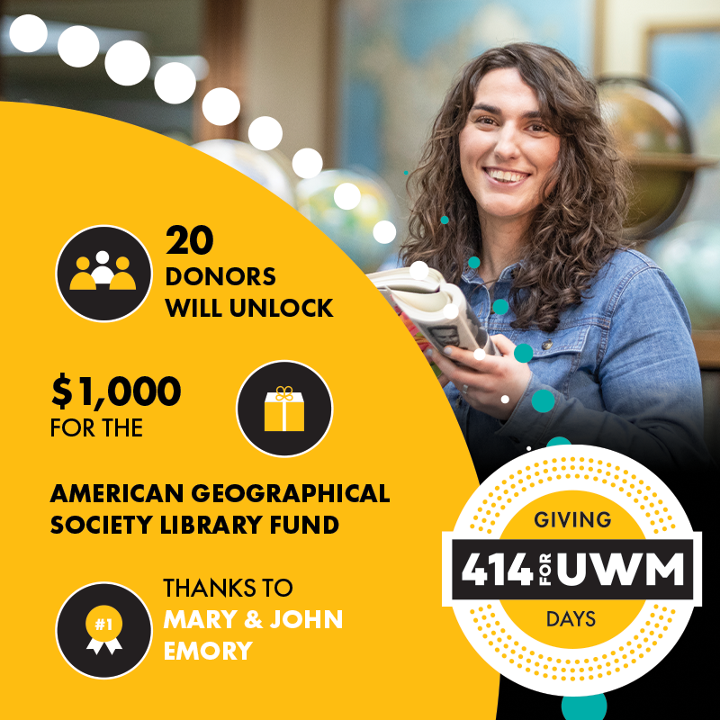 414 Giving Day Challenge Graphic for the American Geographical Society Library Fund