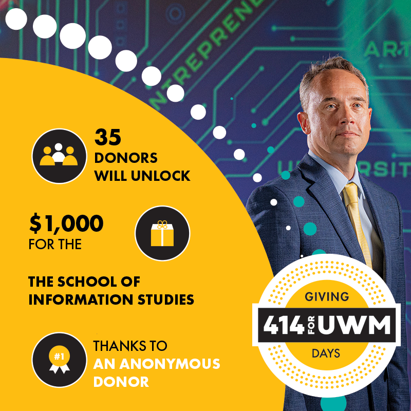 The School of Information Studies Challenge 414 for UWM Giving Days graphic