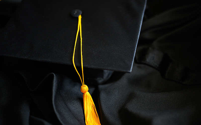 Cap and gown.