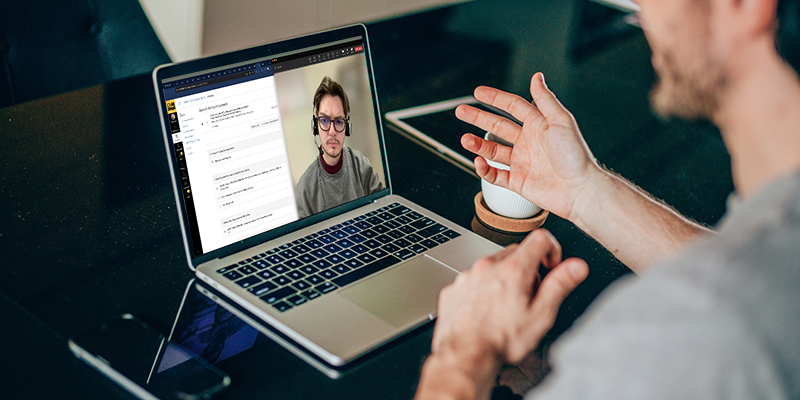 Client engaging in a live video support call with a specialist, demonstrating the convenience of real-time assistance for prompt solutions.