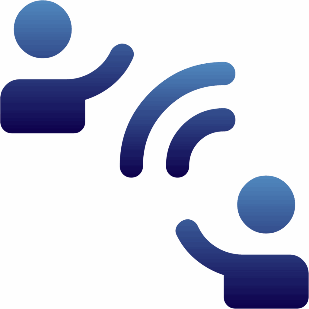 simplified person talking to another person from a distance