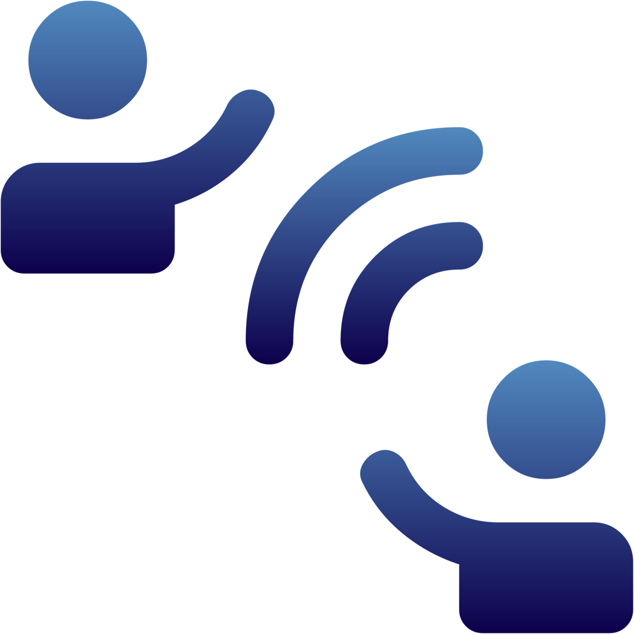 simplified person talking to another person from a distance