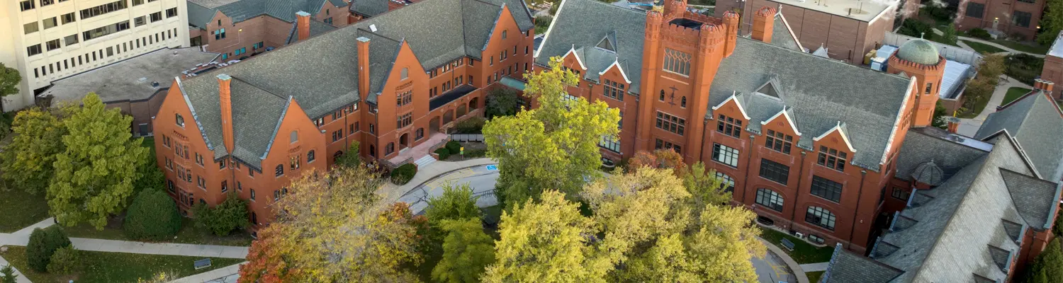 aerial view of Holton & Merrill Halls at UWM