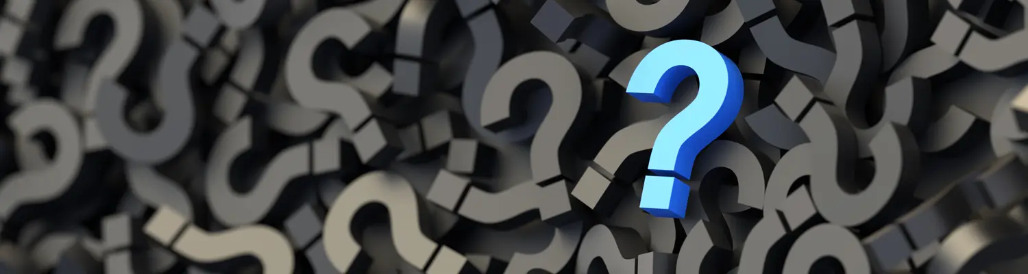 FAQ concept; question marks jumbled up