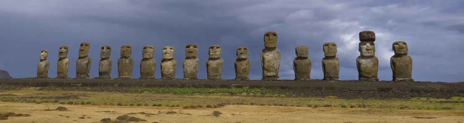 Easter Island statues on hillside