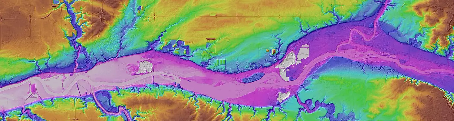 topography view of land and river