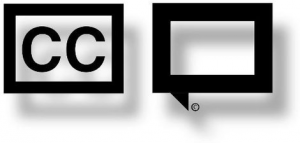 Captions symbols: CC in a square box and a dialogue box.