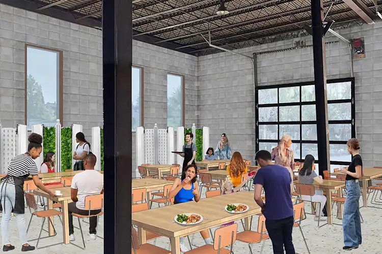 A rending of the community room.