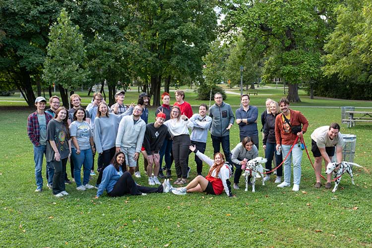 Urban Planning students pose as a group during a welcome back picnic.