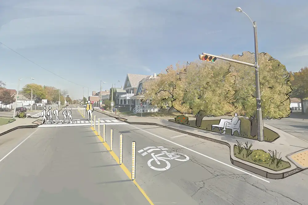 A photo illustration showing concepts for traffic interventions.