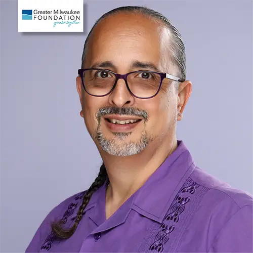 Headshot of Ian with Greater Milwaukee Foundation logo