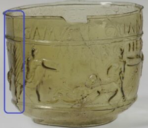 Figure 2 – Mold-blown vessel with seam (highlighted) and relief decoration, Roman, c. 50-80 CE, Metropolitan Museum of Art