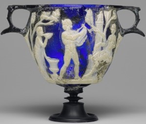 Figure 4 – Cameo glass skyphos, Roman, 25 BCE-25 CE, J. Paul Getty Museum