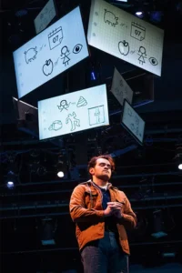 Student rehersaing for Curious Incident