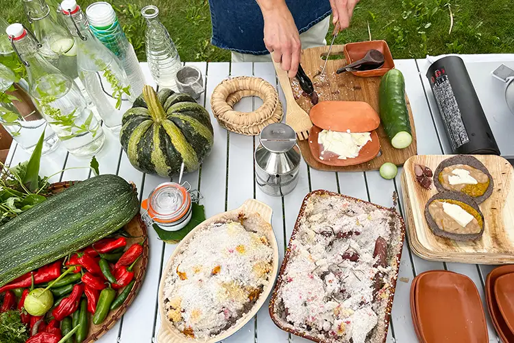 Food assembled on a table