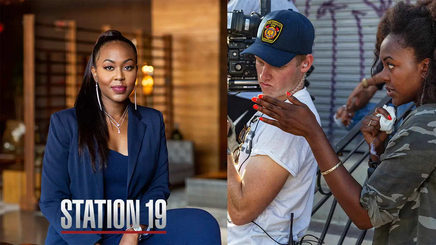 A split image showing Letia Solomon's anchor photo as well as a photo from on location.