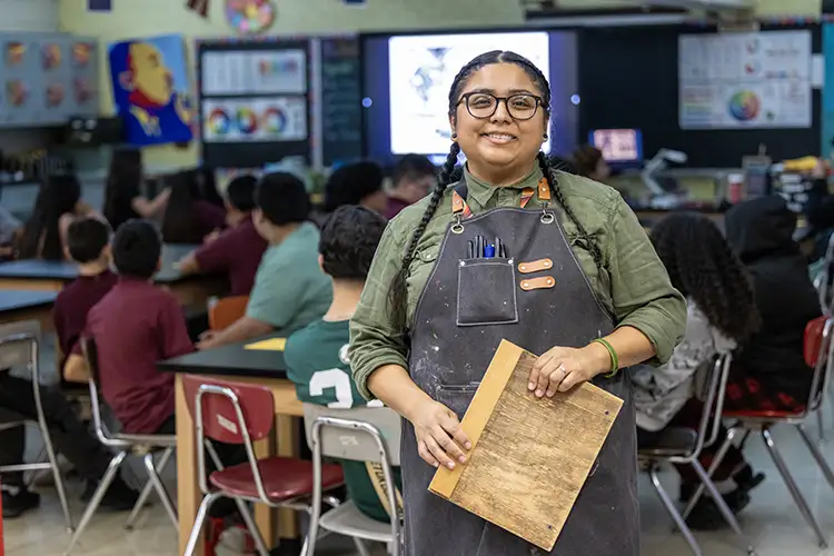Jeanette Arellano found a welcoming space in UWM’s ArtsECO program. “I felt like I was in the right place.” (UWM Photo/Troye Fox)