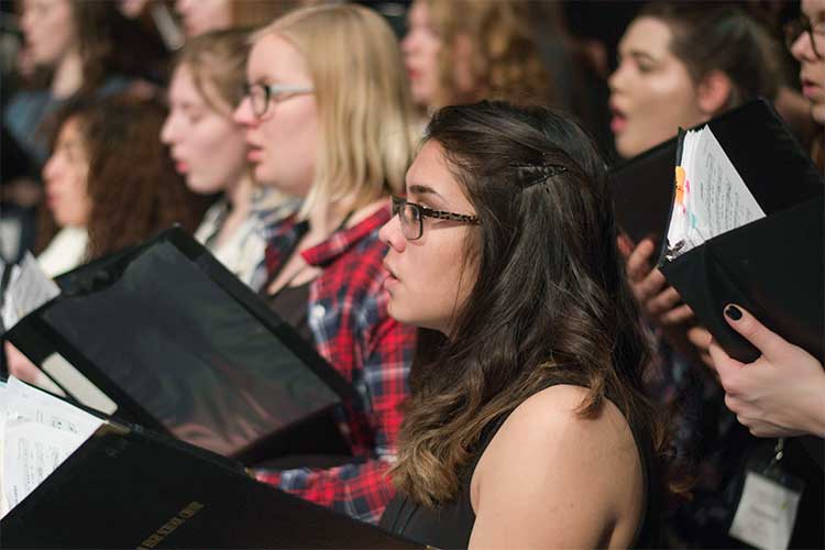 A student rehearses during Vocal Arts Festival