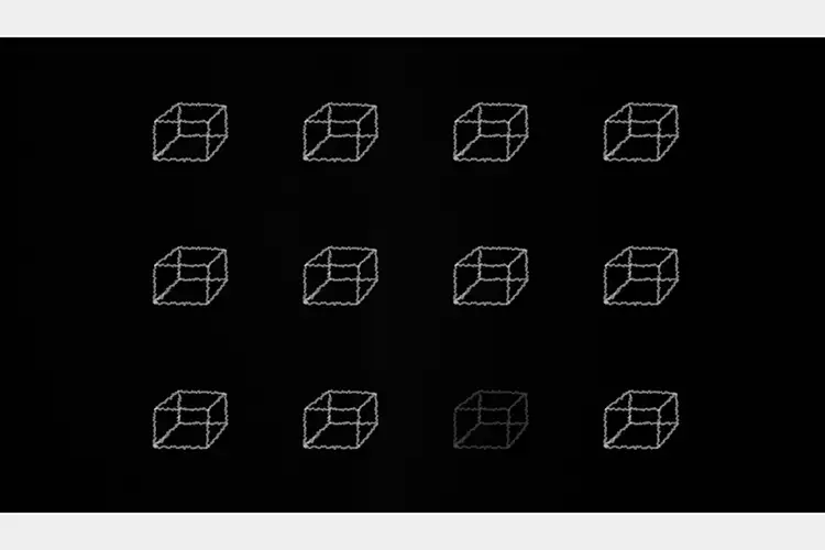 outline of white cubes on black background