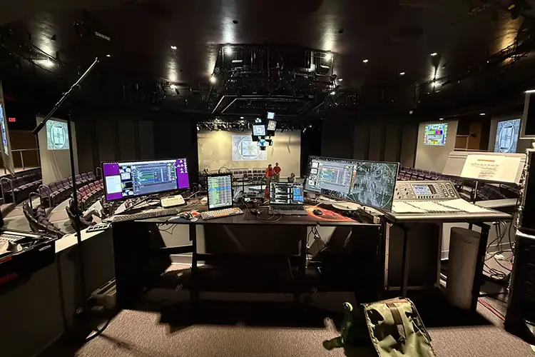 Control desk setup for a theatre production designed by Chris Guse.