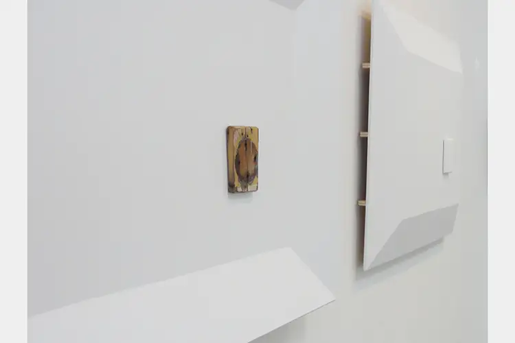 Close up of the previous image's wood with a circle worn away Close up of the previous image's wood with a circle worn away