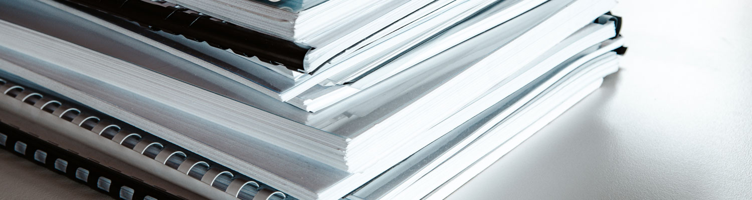 bound volumes on a table