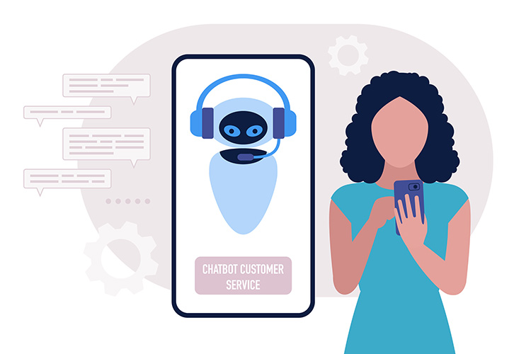 Illustration of chatbot and customer