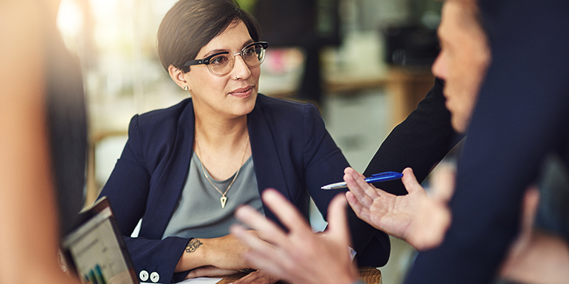 Professionals having a collaborative discussion