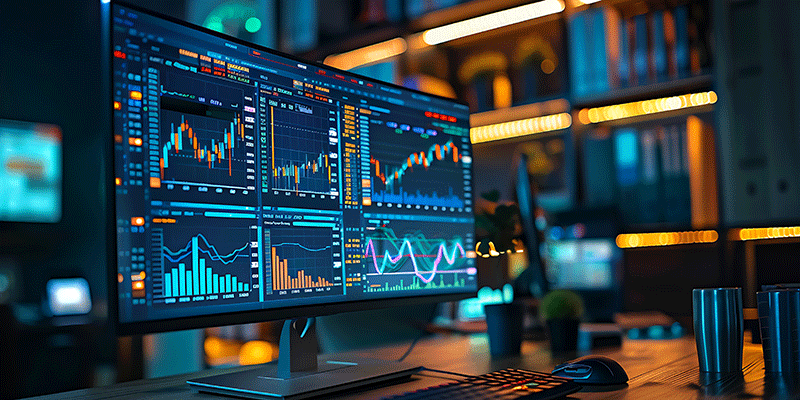 Computer screen with graphs