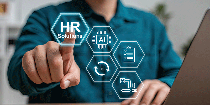 HR and AI initials with laptop