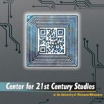 Image of 2012-2013 C21 Annual Report cover, featuring a QR code embedded within a silver semiconductor