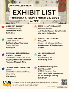 Exhibition list for Gallery Night