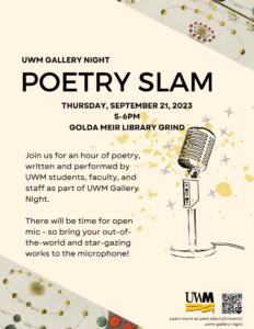 Poetry slam poster - Thursday, September 21, 5-6 PM