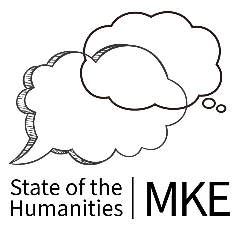State of the Humanities MKE logo, featuring the outlines of a thought bubble overlapping a speech bubble.