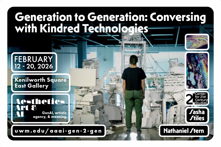 Promotional banner for the Generation to Generation exhibition from C21's Aesthetics, Art, & AI program series. Promotional banner for the Generation to Generation exhibition from C21's Aesthetics, Art, & AI program series.