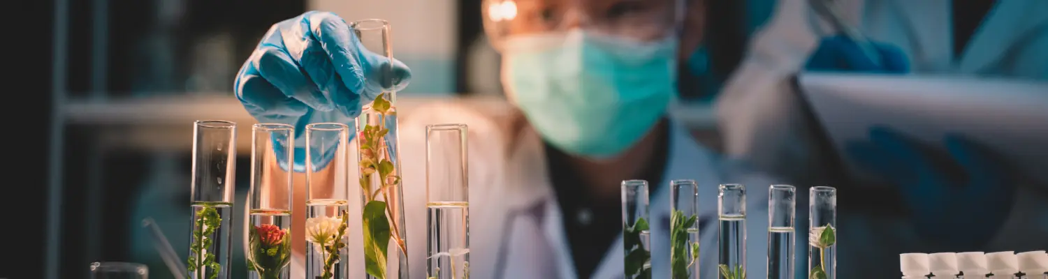 person wearing mask in lab