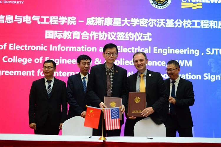 College of Engineering and Applied Science Dean Brett Peters at partnership agreement signing ceremony with Shanghai Jiao Tong University, China