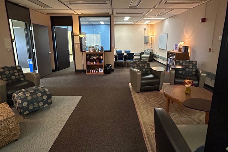 The Quiet Study Lounge is a peaceful retreat where you can dive into coursework, read, or simply recharge between classes. It’s a flexible space made for focus and comfort.