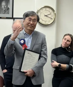 Sunny speaks at his retirement party