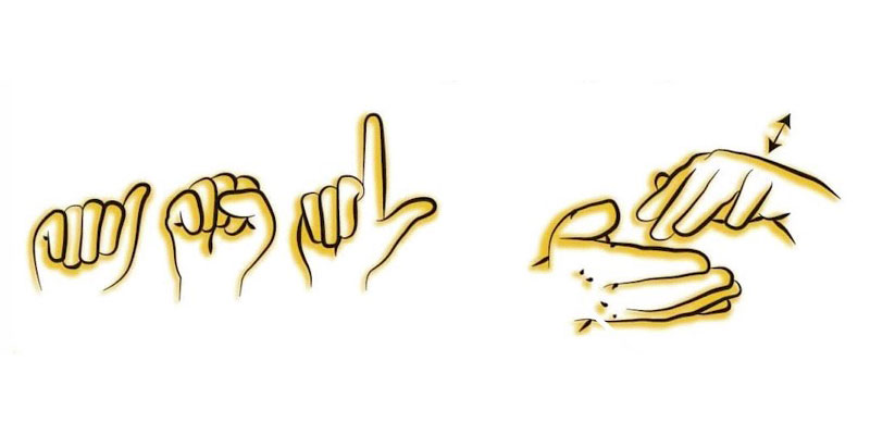 American Sign Language Studies graphic featuring different signing motions