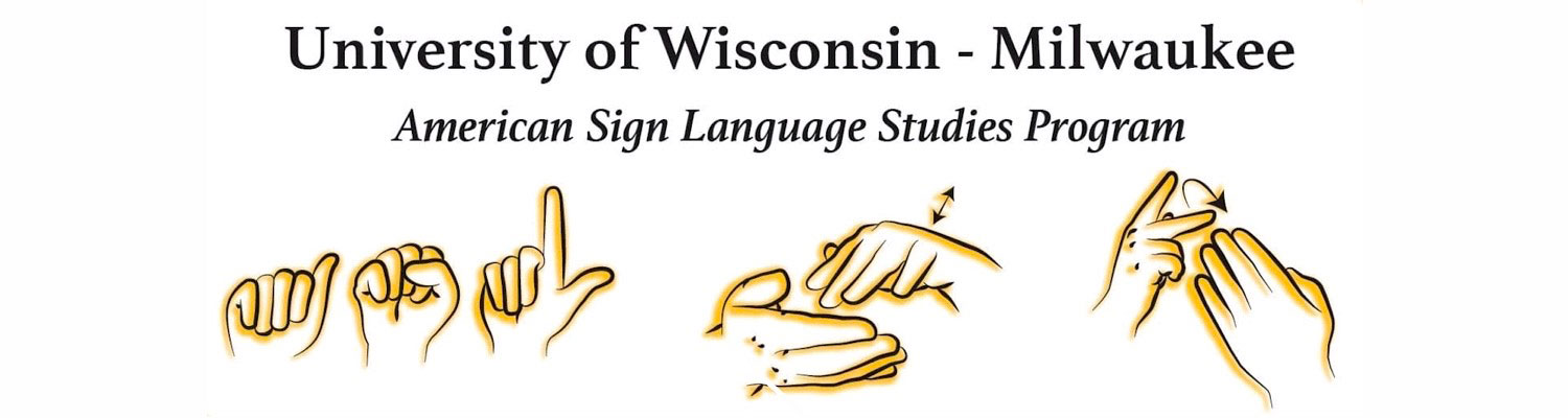 American Sign Language Studies graphic featuring different signing motions