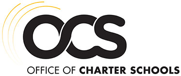 Office of Charter Schools logo that includes black font with a gold design against a white background