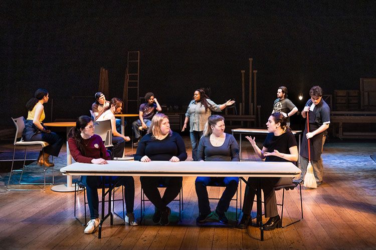 UWM students acting during the production of the Pulitzer Prize winning play “Sweat”