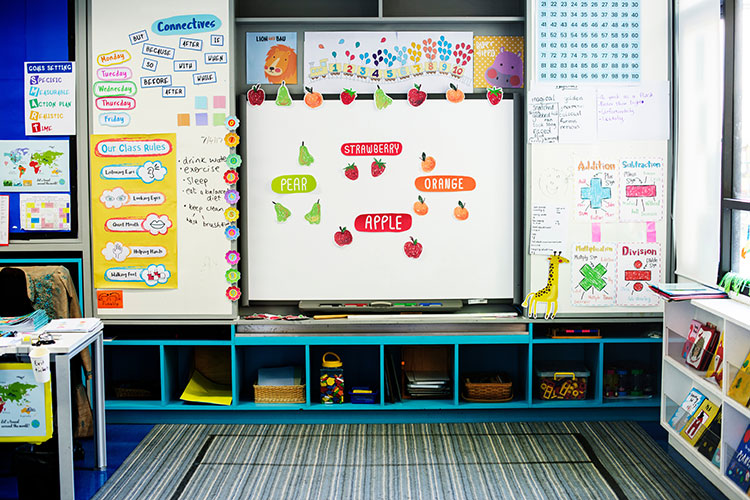 Image showing a section of an elementary school classroom