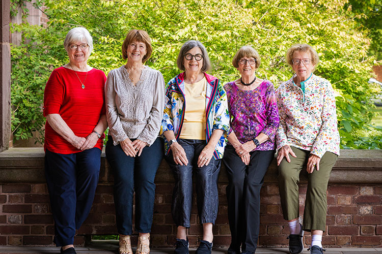Women’s Giving Circle posing for a picture. members from left to right: Joanne Neusen, Diane Thieme, Emily Robertson, Barb McMath, Karleen Haberichter