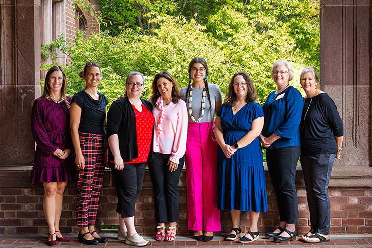 Presenters and faculty members: (L to R) Krissy Lize, Candance Doerr-Stevens, Anna Bierce, Angel Hessel, Haley Tovar, Liz Daniel, Jenny Brownson, Tara Serebin. Not pictured presenters Jackie Nguyen and Jeremy Page are not in the photo.