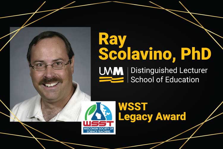 Title graphic that includes a portrait photo of Ray Scolavino that reads, "WSST Legacy Award" in gold text on black background.