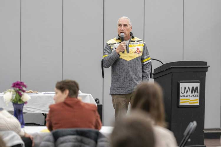 Mark Powless sharing opening address. 